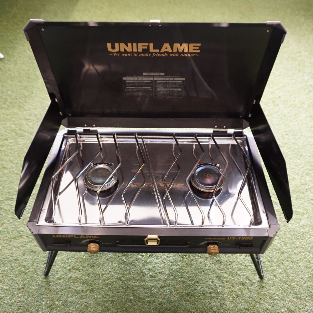 【希少な廃番カラー】ユニフレーム（UNIFLAME） ツインバーナー　ブラック US-1900 ストーブ・コンロ　ツーバーナー　プレミア