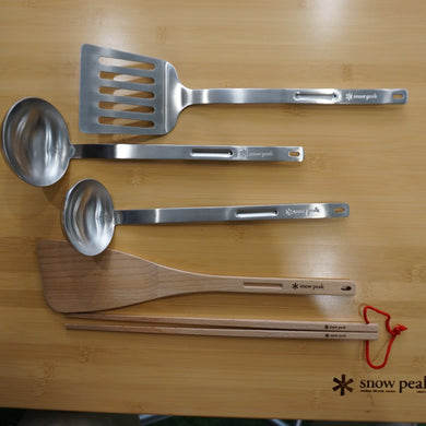 【廃番　入手困難】美品  スノーピーク（snowpeak） スタッキングキッチンツールSET CS-180 ステンレス・天然木ブナ　調理器具