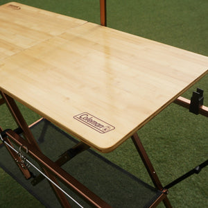 【組立確認済】美品  コールマン（Coleman） ワンタッチキッチンテーブル コンフォートマスター テーブル・チェア　竹天板 バーナースタンド