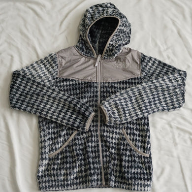 美品 ザ・ノースフェイス（THE NORTH FACE） ダイヤ総柄パーカー フルジップパーカー　フリースブルゾン 古着 レディース サイズ/GILRL’S L