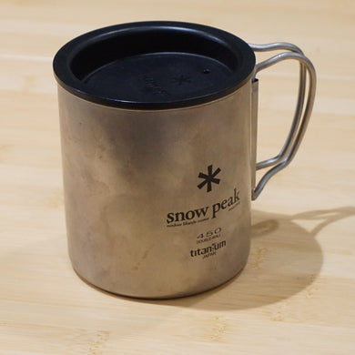 美品 スノーピーク（snow peak） チタンダブルマグ450＆チタンダブルマグ450ml用フタ MG-143/MGC-053 テーブルウェア　チタン製 [送料無料]