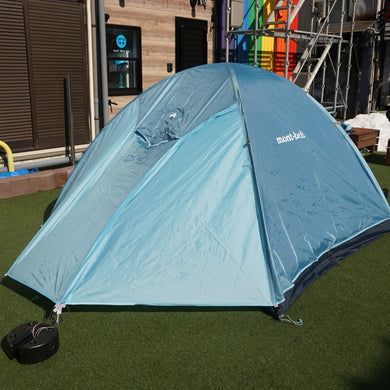 【組立確認済】美品 モンベル（mont-bell） クロノスドーム4型グランドシートセット #1122492 テント スカイブルー ドーム型 [送料無料]