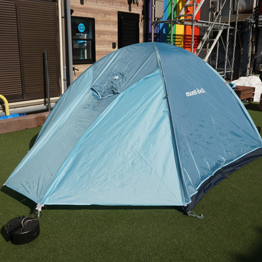 【組立確認済】美品 モンベル（mont-bell） クロノスドーム4型グランドシートセット #1122492 テント スカイブルー ドーム型 [送料無料]