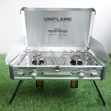 【点火確認済】美品 ユニフレーム（UNIFLAM） 2バーナー US-1900 焚火台・バーナー ツーバーナー コンロ　カセットボンを使用 [送料無料]