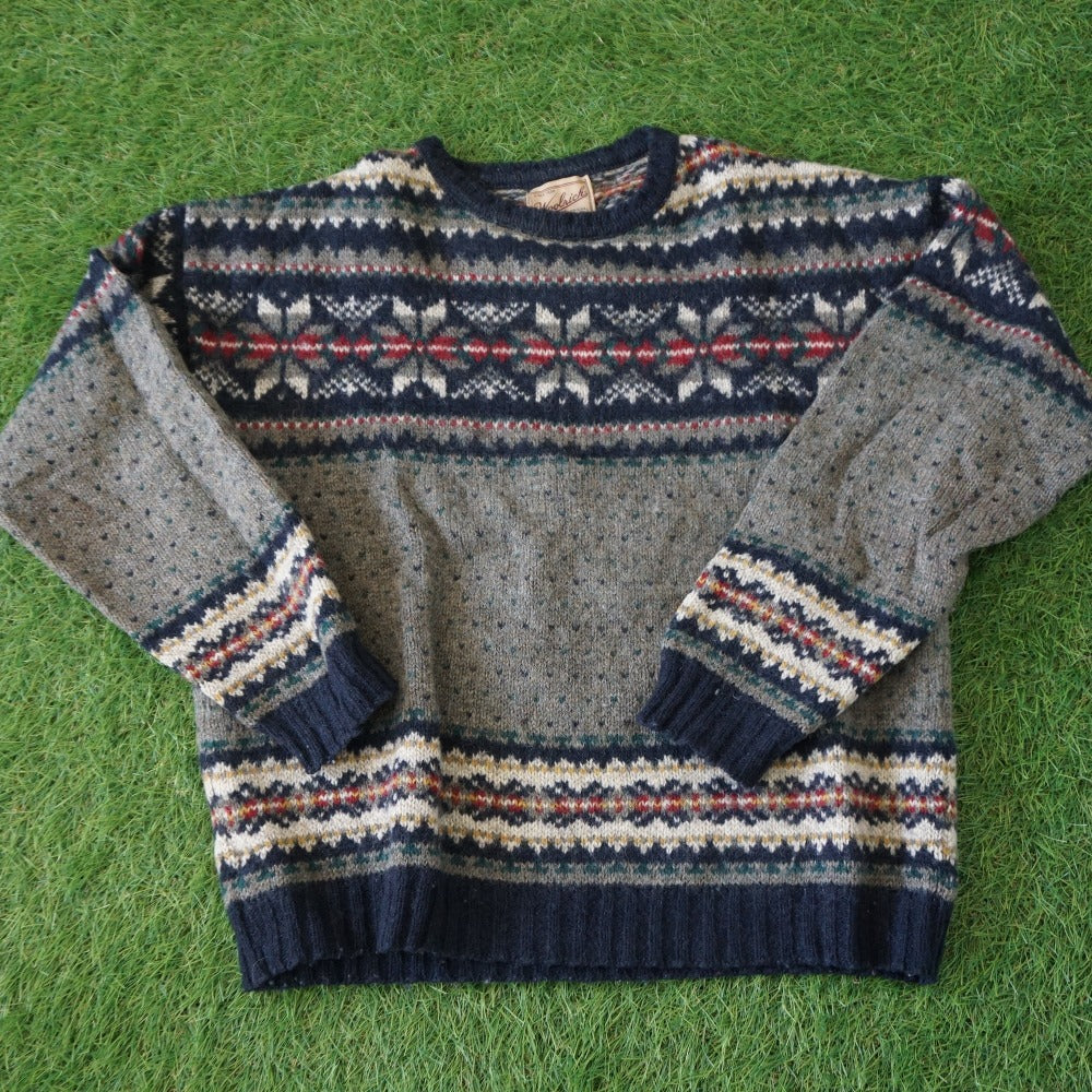 美品 
 ウールリッチ【WOOLRICH】 総柄セーター S373 ニット
 ネイビー メンズ