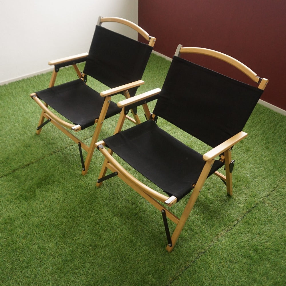 美品 
 フィールドア【FIELDOOR】 クラシックチェア2脚セット アウトドアチェア テーブル・チェア
 ブラック