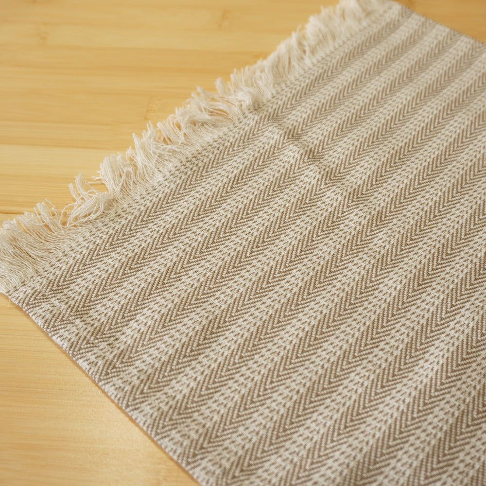 未使用 スノーピーク（snow peak） Cotton Herringbone Stripe TableMat  コットンヘリンボーン ストライプテーブルマット UO-AC-20AU004BG  Beige ベージュ